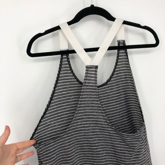 Nike Swim Racerback Cover-Up Dress Womens Small Gray White Stripe Scoop Neck - Picture 6 of 14